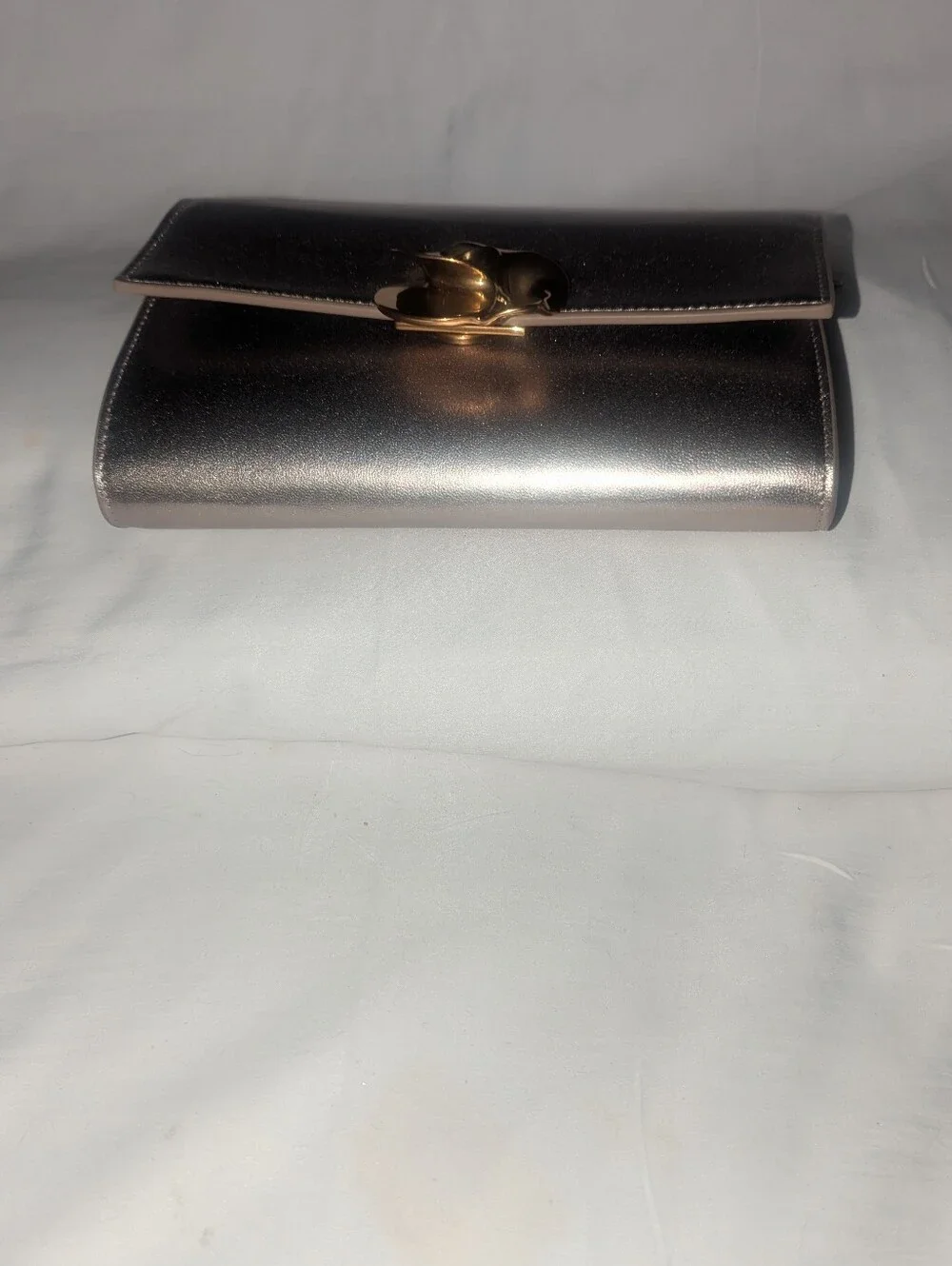 Ted Baker London Kira Rose Metallic Rose Gold Floral-Clasp Chain Clutch